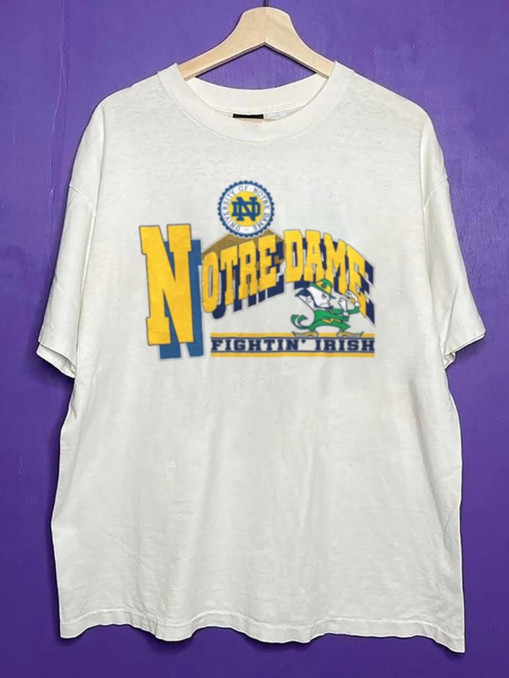 Vintage 90s Notre Dame Fighting Irish Shirt, University of Notre Dame Shirt Tee